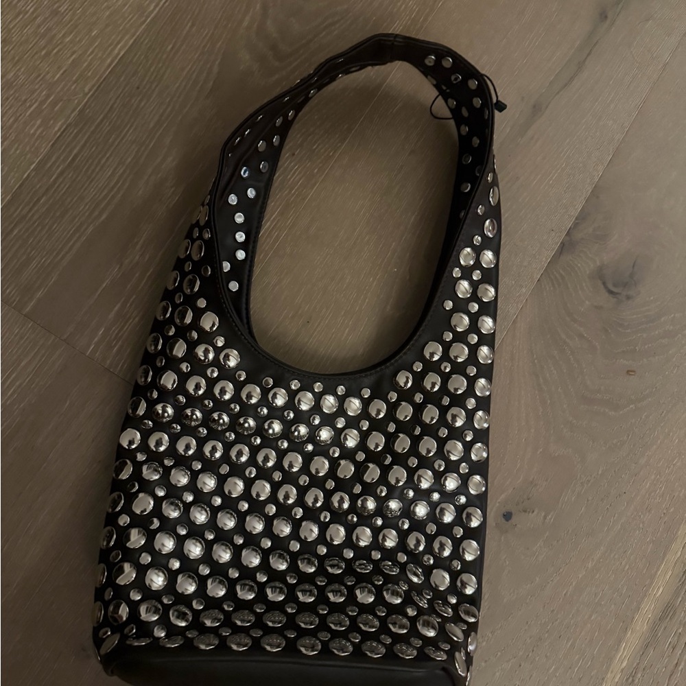 Princess Polly chocolate Brown Studded Hobo Bag